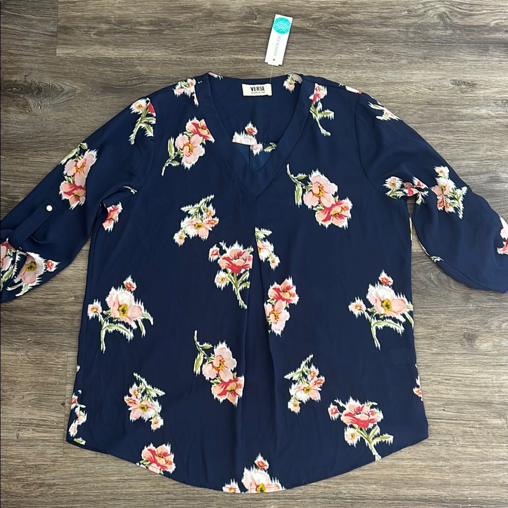 Verse Maternity Blue Floral 3/4 Sleeve Blouse